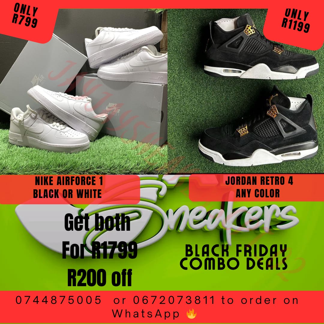 Black Friday Special - Air Force 1 Black or White + Jordan Retro 4 any color