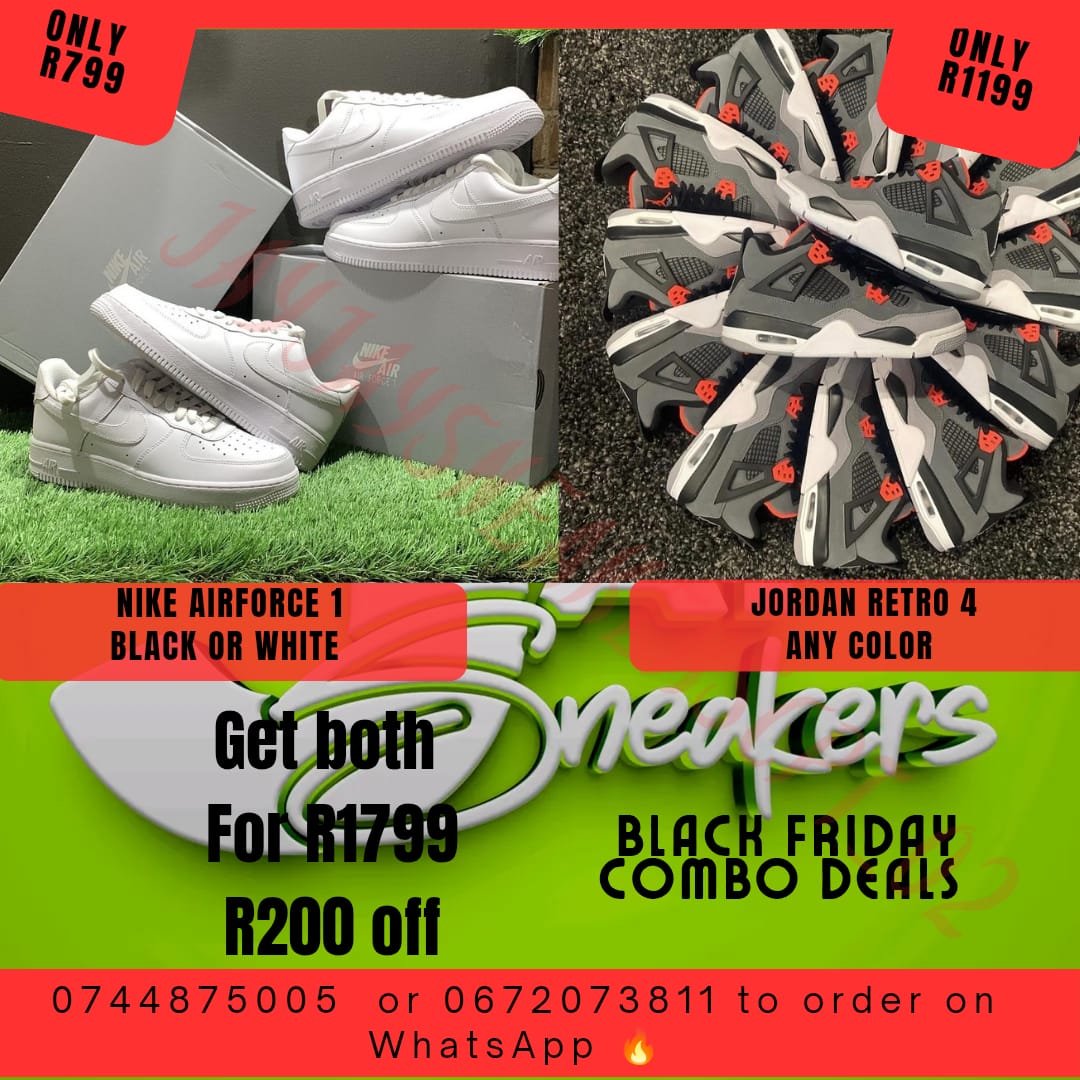 Black Friday Special - Air Force 1 Black or White + Jordan Retro 4 any color