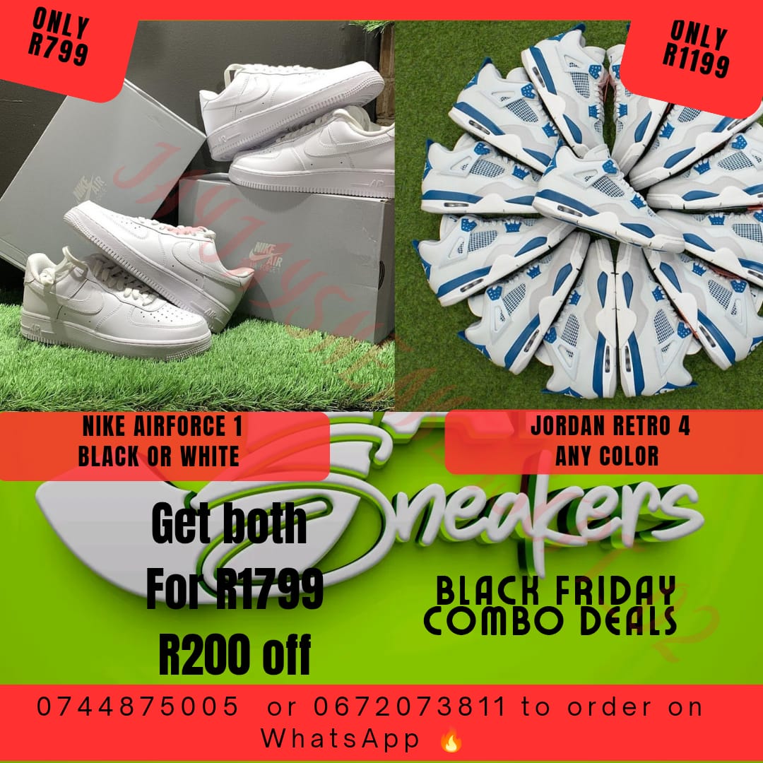 Black Friday Special - Air Force 1 Black or White + Jordan Retro 4 any color