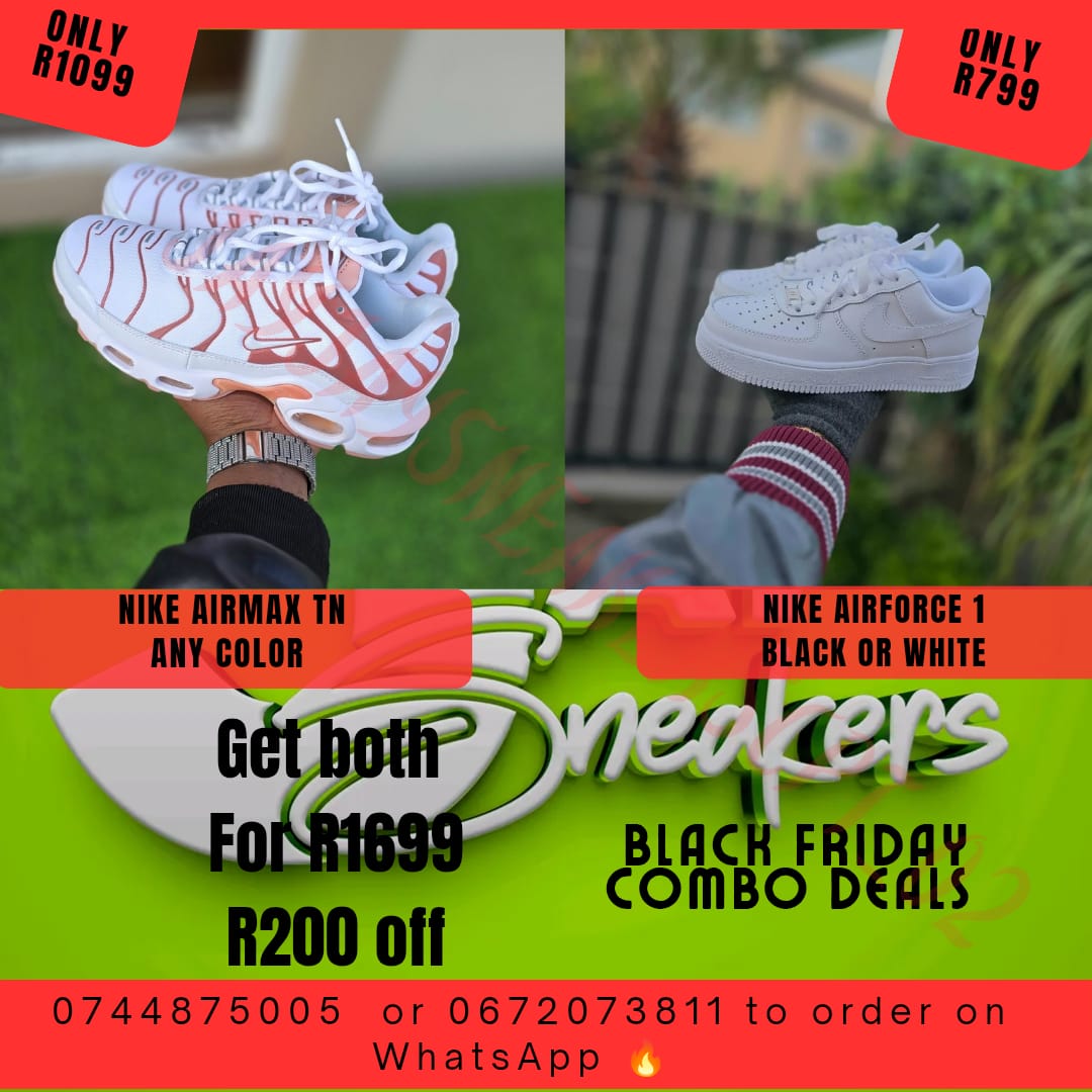 Black Friday Special - Air Force 1 Black or White + Air Max TN any color