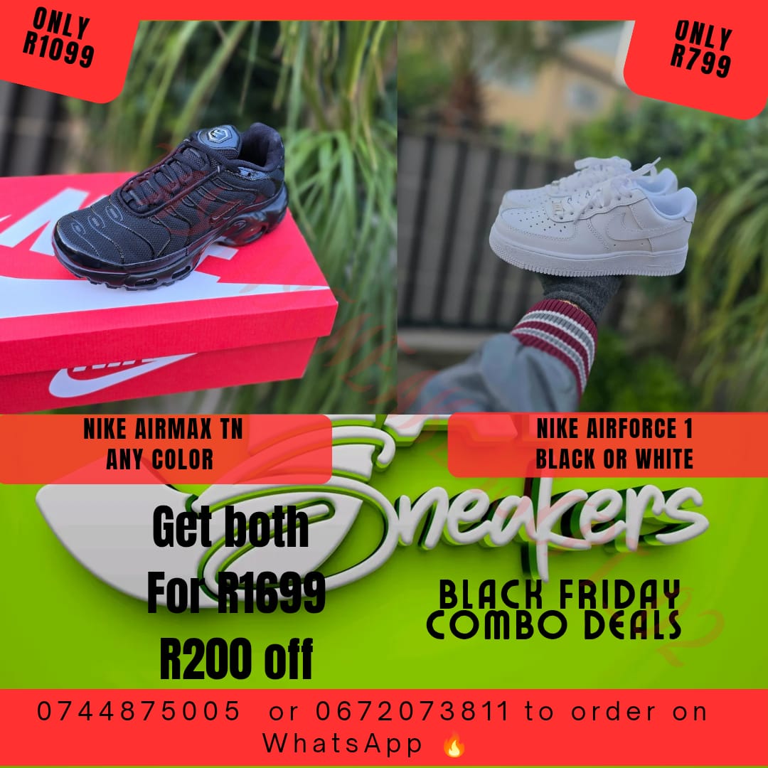Black Friday Special - Air Force 1 Black or White + Air Max TN any color
