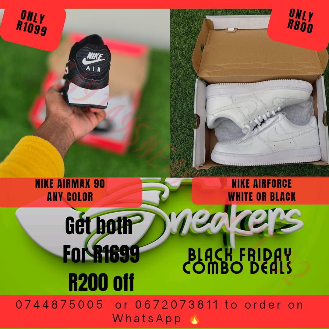 Black Friday Special - Nike Airmax 90 any color + Nike Air Force 1 Black or white