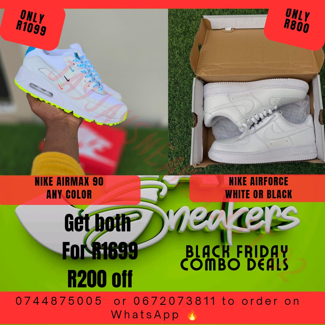 Black Friday Special - Nike Airmax 90 any color + Nike Air Force 1 Black or white